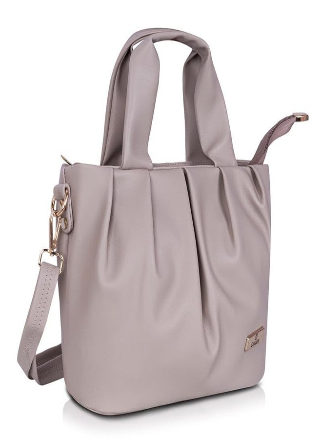 Catchy Nude Beige Sling Bag Crossbody - Pleated Shoulder Bag for Women (MAN51BEI) - Image 2